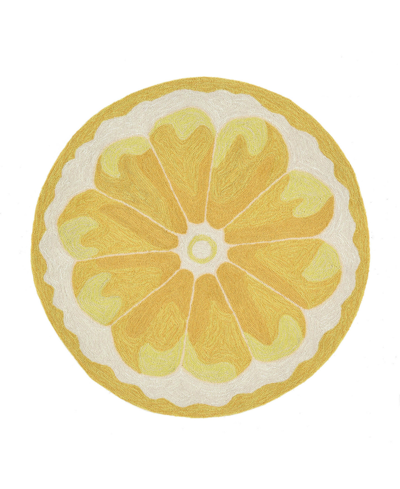 Liora Manne Frontporch Lemon Slice 3' X 3' Round Outdoor Area Rug In Yellow