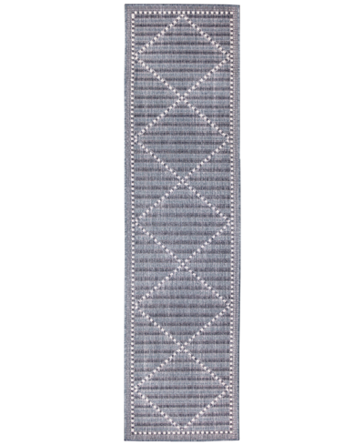 Liora Manne Malibu Checker Diamond 1'11" X 7'6" Runner Outdoor Area Rug In Navy