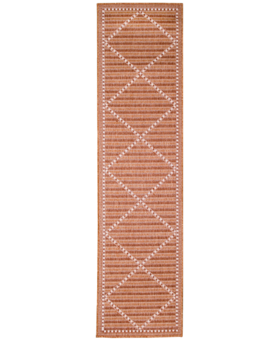 Liora Manne Malibu Checker Diamond 1'11" X 7'6" Runner Outdoor Area Rug In Rust
