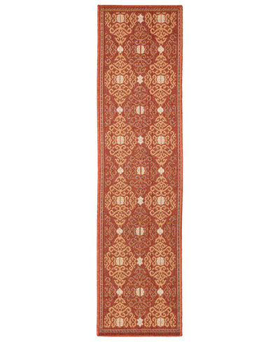 Liora Manne Patio Suzani Diamonds 1'11" X 7'6" Runner Outdoor Area Rug In Red