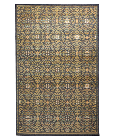 Liora Manne Patio Suzani Diamonds 6'6" X 9'3" Outdoor Area Rug In Navy