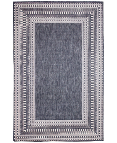 Liora Manne Malibu Etched Border 3'3" X 4'11" Outdoor Area Rug In Navy
