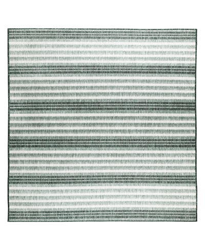 Liora Manne Malibu Faded Stripe 7'10" X 7'10" Square Outdoor Area Rug In Green