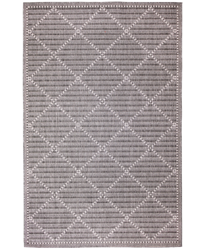 Liora Manne Malibu Checker Diamond 4'10" X 7'6" Outdoor Area Rug In Charcoal