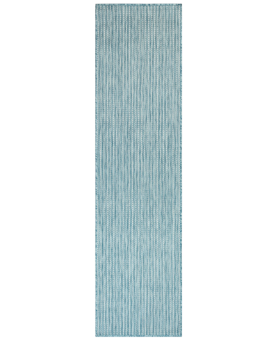 Liora Manne Carmel Texture Stripe 1'11" X 4'11" Runner Outdoor Area Rug In Aqua