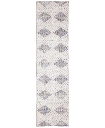 Liora Manne Dunes Modern Diamond 1'11" X 4'11" Runner Outdoor Area Rug In Silver Tone