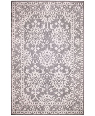 Liora Manne Malibu Kashan 4'10" X 7'6" Outdoor Area Rug In Silver Tone