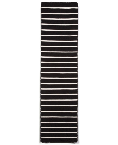 Liora Manne Sorrento Pinstripe 2' X 8' Runner Outdoor Area Rug In Black