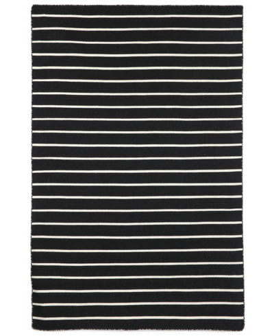 Liora Manne Sorrento Pinstripe 7'6" X 9'6" Outdoor Area Rug In Black
