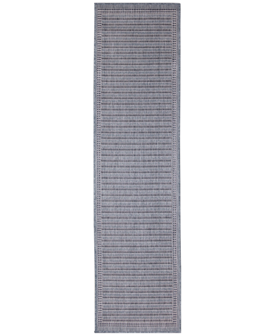 Liora Manne Malibu Simple Border 1'11" X 7'6" Runner Outdoor Area Rug In Navy