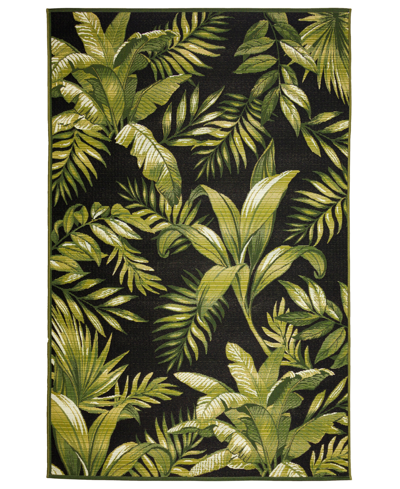 Liora Manne Marina Jungle Leaves 3'3" X 4'11" Outdoor Area Rug In Black