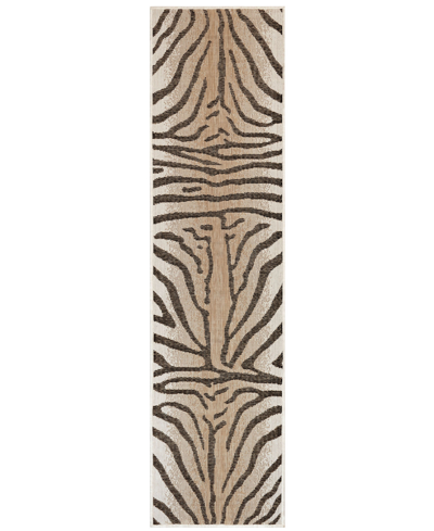 Liora Manne Carmel Zebra 1'11" X 4'11" Runner Outdoor Area Rug In Sand