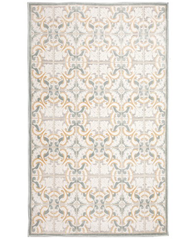 Liora Manne Canyon Floral Tile 3'2" X 4'11" Outdoor Area Rug In Ivory