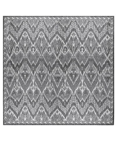 Liora Manne Malibu Ikat 7'10" X 7'10" Square Outdoor Area Rug In Charcoal