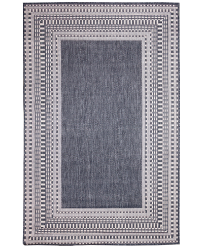 Liora Manne Malibu Etched Border 6'6" X 9'3" Outdoor Area Rug In Navy