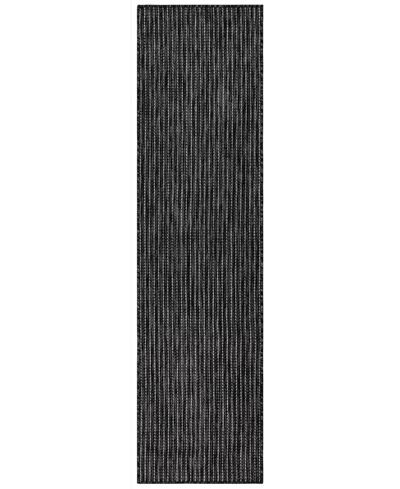 Liora Manne Carmel Texture Stripe 1'11" X 4'11" Runner Outdoor Area Rug In Black