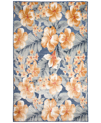 Liora Manne Canyon Tropical Floral 2'6" X 3'11" Outdoor Area Rug In Navy