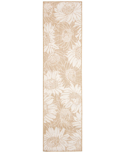 Liora Manne Carmel Sunflower Field 1'11" X 7'6" Runner Outdoor Area Rug In Sand