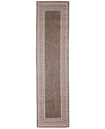 Liora Manne Malibu Etched Border 1'11" X 7'6" Runner Outdoor Area Rug In Beige