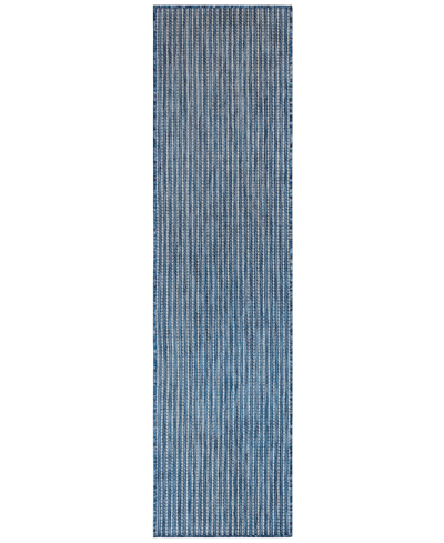 Liora Manne Carmel Texture Stripe 1'11" X 4'11" Runner Outdoor Area Rug In Navy