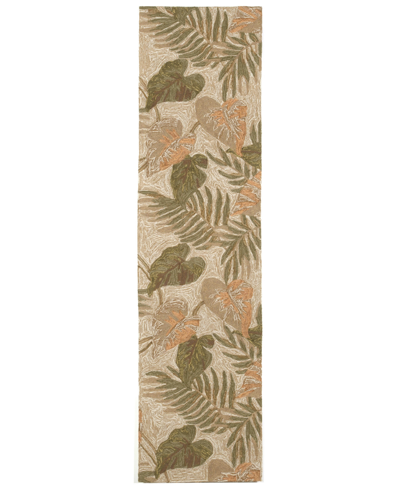 Liora Manne Ravella Tropical Leaf 2' X 8' Runner Outdoor Area Rug In Tan/beige