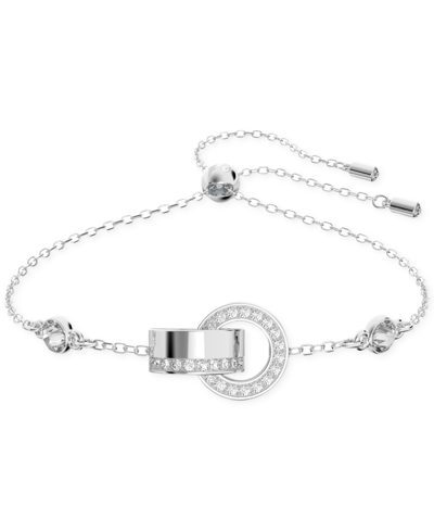 Swarovski Women's Hollow Rhodium-plated Crystal Interlocking Circle Bracelet In White