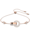 Swarovski Hollow Rose Goldplated Crystal Interlocking Circle Bracelet In Rose Gold