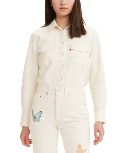 Levi's Ivory Lyocell Blend Iconic Western Shirt In Neutral