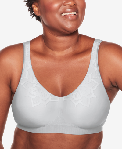 Bali Comfort Revolution Comfortflex Fit Seamless 2-ply Wireless Bra 3484 In Crystal Grey Aztec