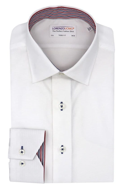 Lorenzo Uomo Trim Fit Solid Woven Dress Shirt In White