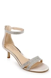 Jewel Badgley Mischka Ankle Strap Brie Heel In Champagne Satin