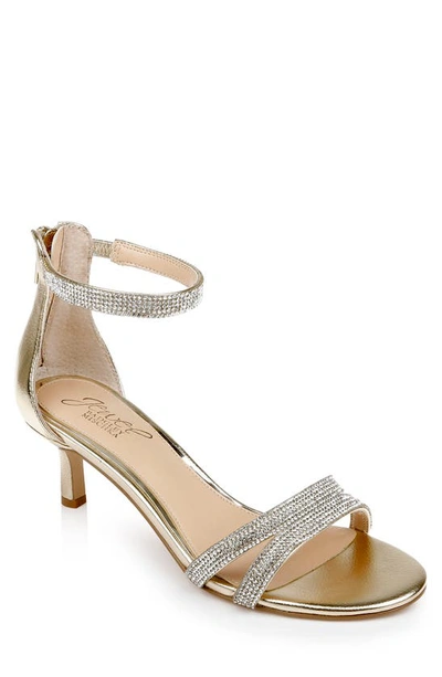 Jewel Badgley Mischka Ankle Strap Brie Heel In Gold Metallic