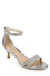 Jewel Badgley Mischka Ankle Strap Brie Heel In Silver Metallic