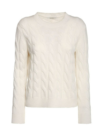 Max Mara Epido Cable-knit Cashmere Jumper In White