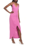 Wayf The Ines V-neck Tulip Gown In Dahlia