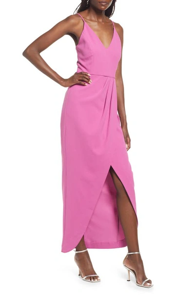 Wayf The Ines V-neck Tulip Gown In Dahlia