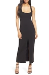 Wayf The Bravado Slit Front Maxi Dress In Black