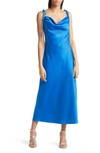 Wayf The Beverly Cowl Neck Midi Dress In Cobalt