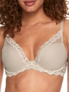 Natori Feathers Contour Plunge Bra In Marble,mascarpone