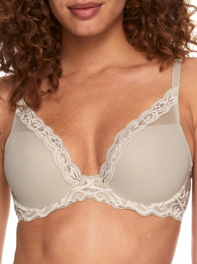 Natori Feathers Contour Plunge Bra In Marble,mascarpone