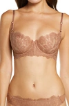 Skarlett Blue Women's Entice Unlined Underwire Lace Balconette Bra In Gleam / Terracotta