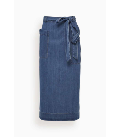 Tibi Summer Lean Back Wrap Skirt In Light Denim In Blue