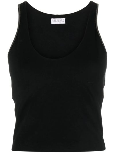 Brunello Cucinelli Monili Chain-embellished Tank Top In Nero