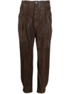 Brunello Cucinelli Tapered-leg Woven Trousers In Brown