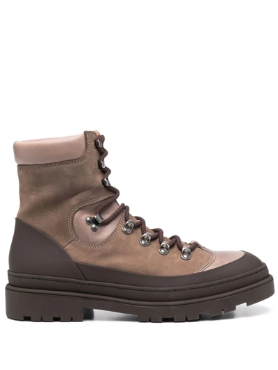 Brunello Cucinelli Lace-up Ankle Boots In Brown