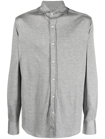 Brunello Cucinelli Jersey Button-down Shirt In Grey