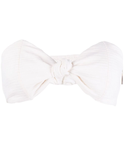 Adriana Degreas Montaigne Strapless Cotton Top In White