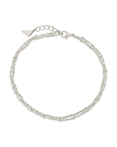 Sterling Forever Kyra Layered Chain Anklet In Grey