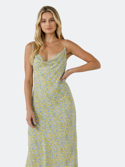 Free The Roses Floral Sleeveless Midi Dress In Blue Multi