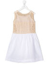 Il Gufo Kids' Crochet-top Linen Dress In White